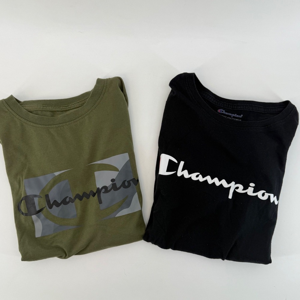 Champion‎ Kids T Shirts Bundle Lot 2 Black Green Size L Authentic Athleticwear